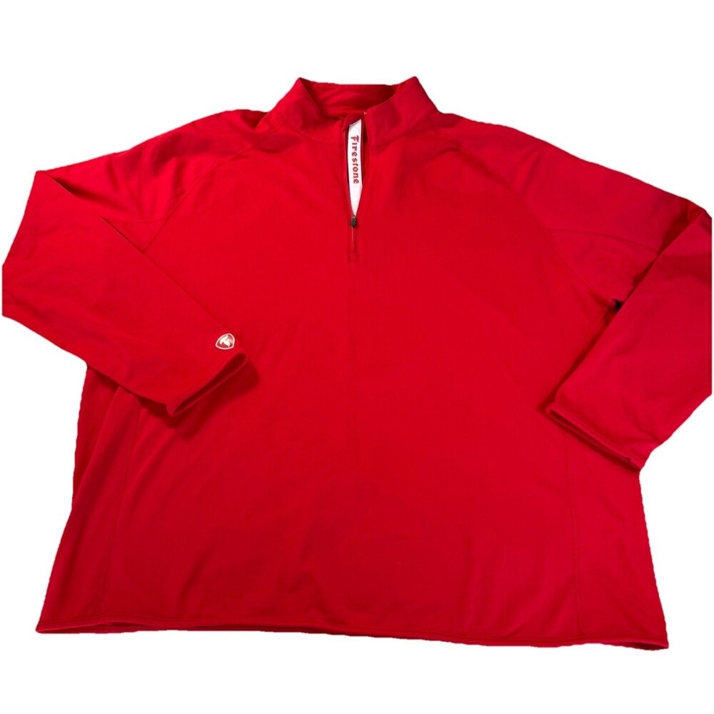 Firestone Tires Red Men’s Pullover ¼ Zip Firestone Logo Sz 2XL